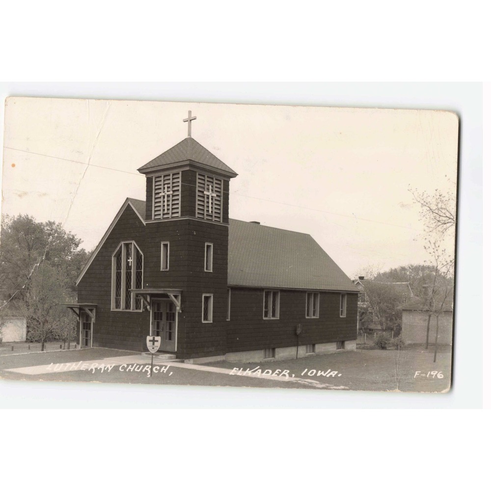 RPPC 1957 Lutheran Church Elkader Iowa IA LL Cook Real Photo Postcard Vintage
